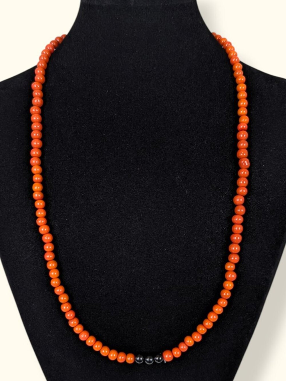(2/$20) Orange & Black Beaded Infinity Necklace